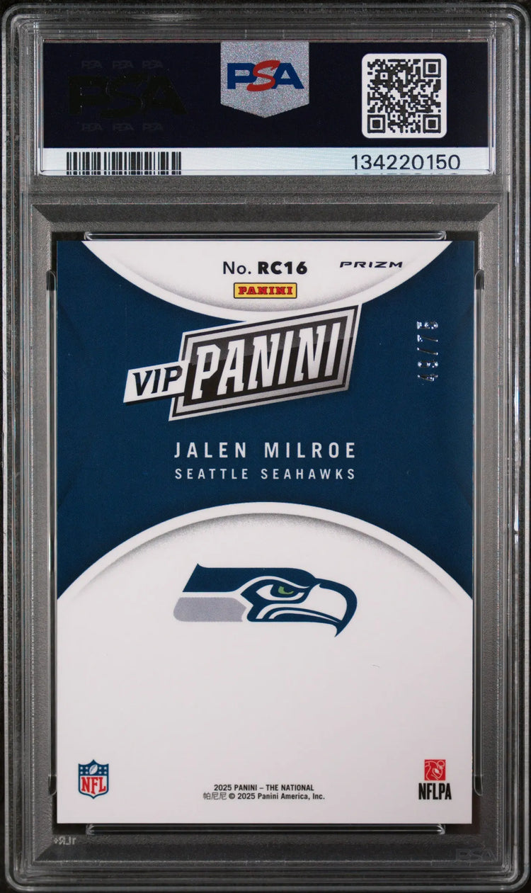 2025 Panini Collectors Convention VIP Gold Jalen Milroe Blue Sparkle RC PSA 10 