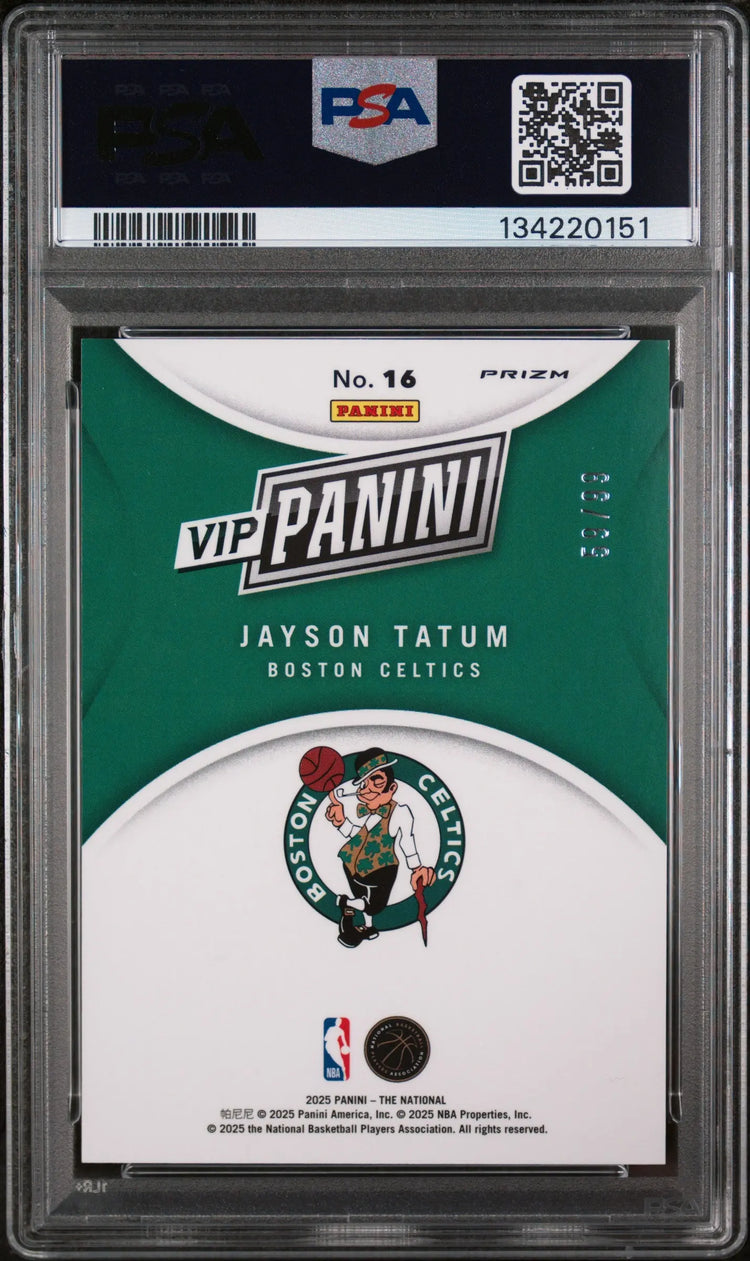 2025 Panini Collectors Convention Vip Gold Jayson Tatum Red Sparkle PSA 10 /99 