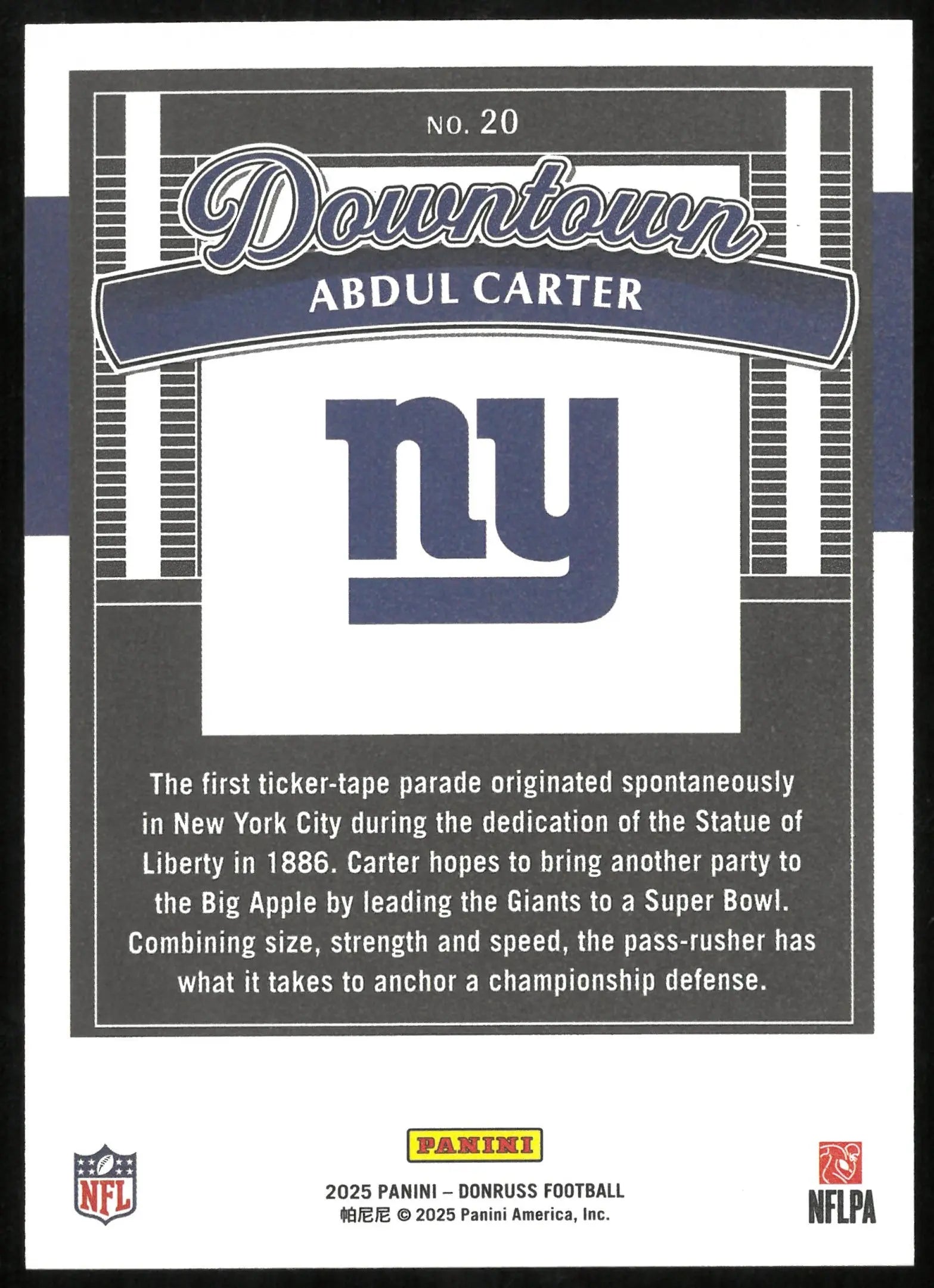 2025 Panini Donruss Downtown Abdul Carter RC Rookie 
