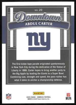 2025 Panini Donruss Downtown Abdul Carter RC Rookie 