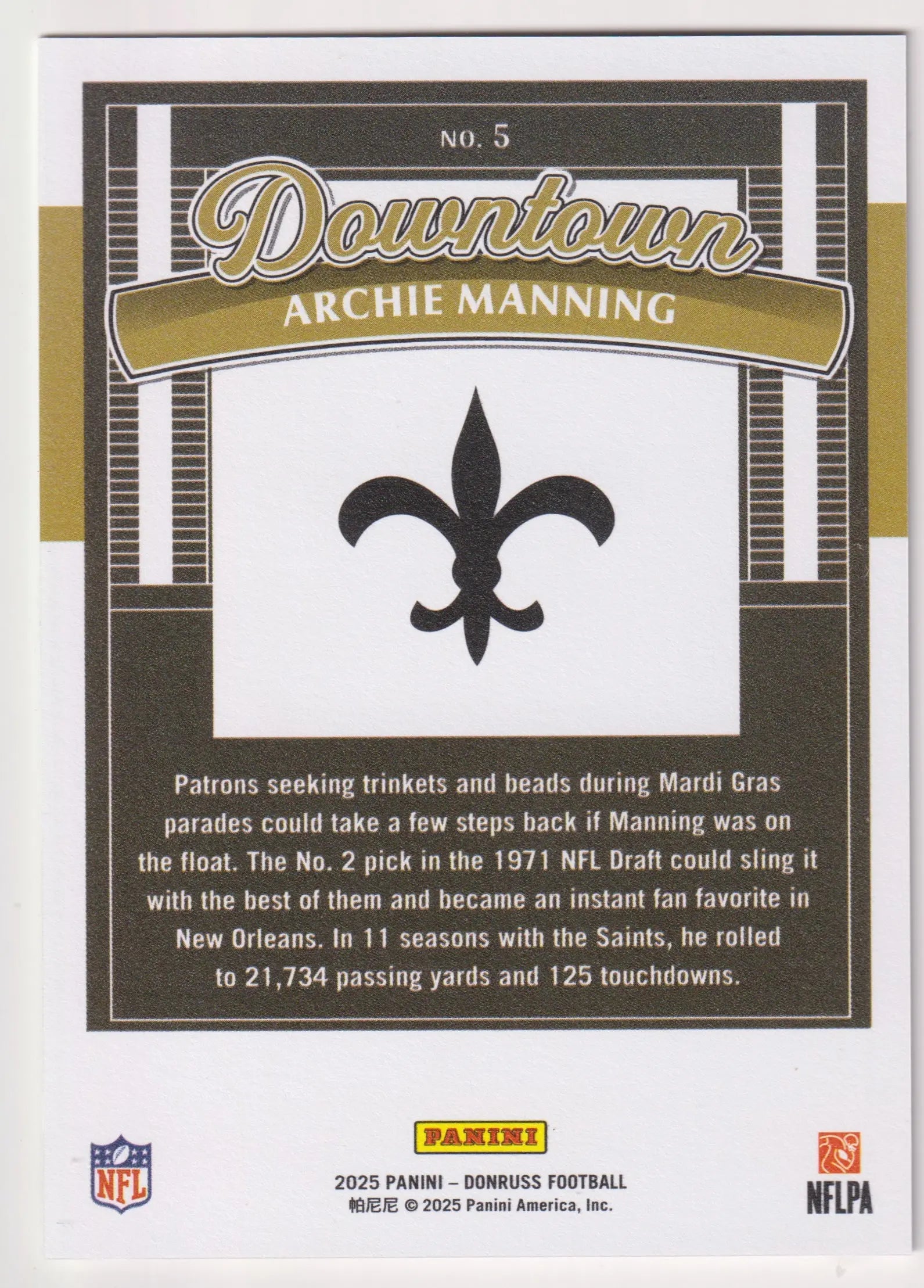 2025 Panini Donruss Downtown Archie Manning 