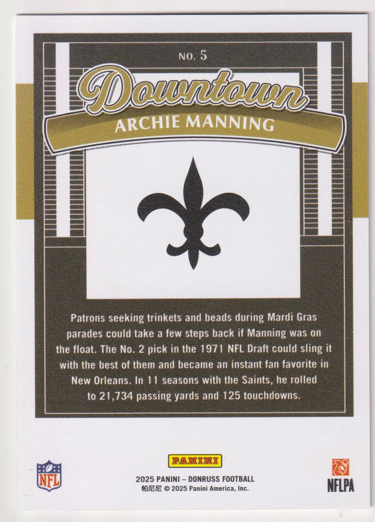 2025 Panini Donruss Downtown Archie Manning 