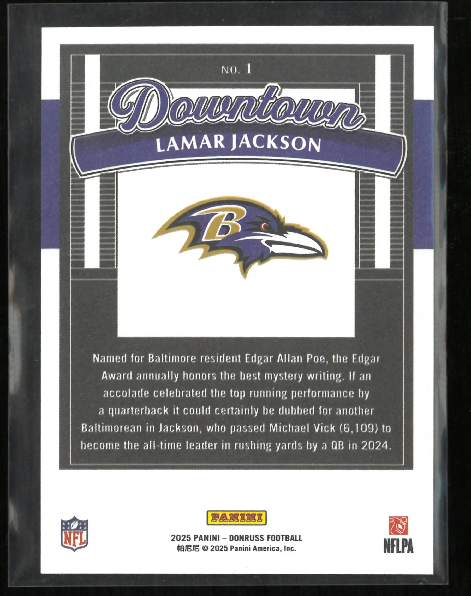 2025 Panini Donruss Downtown Lamar Jackson 