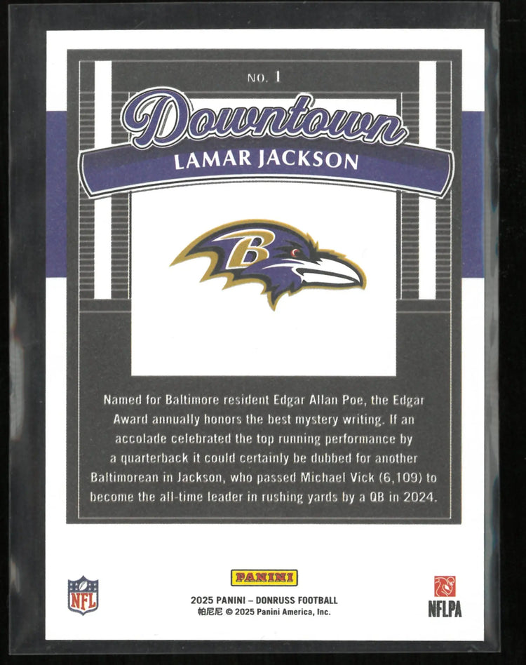 2025 Panini Donruss Downtown Lamar Jackson 
