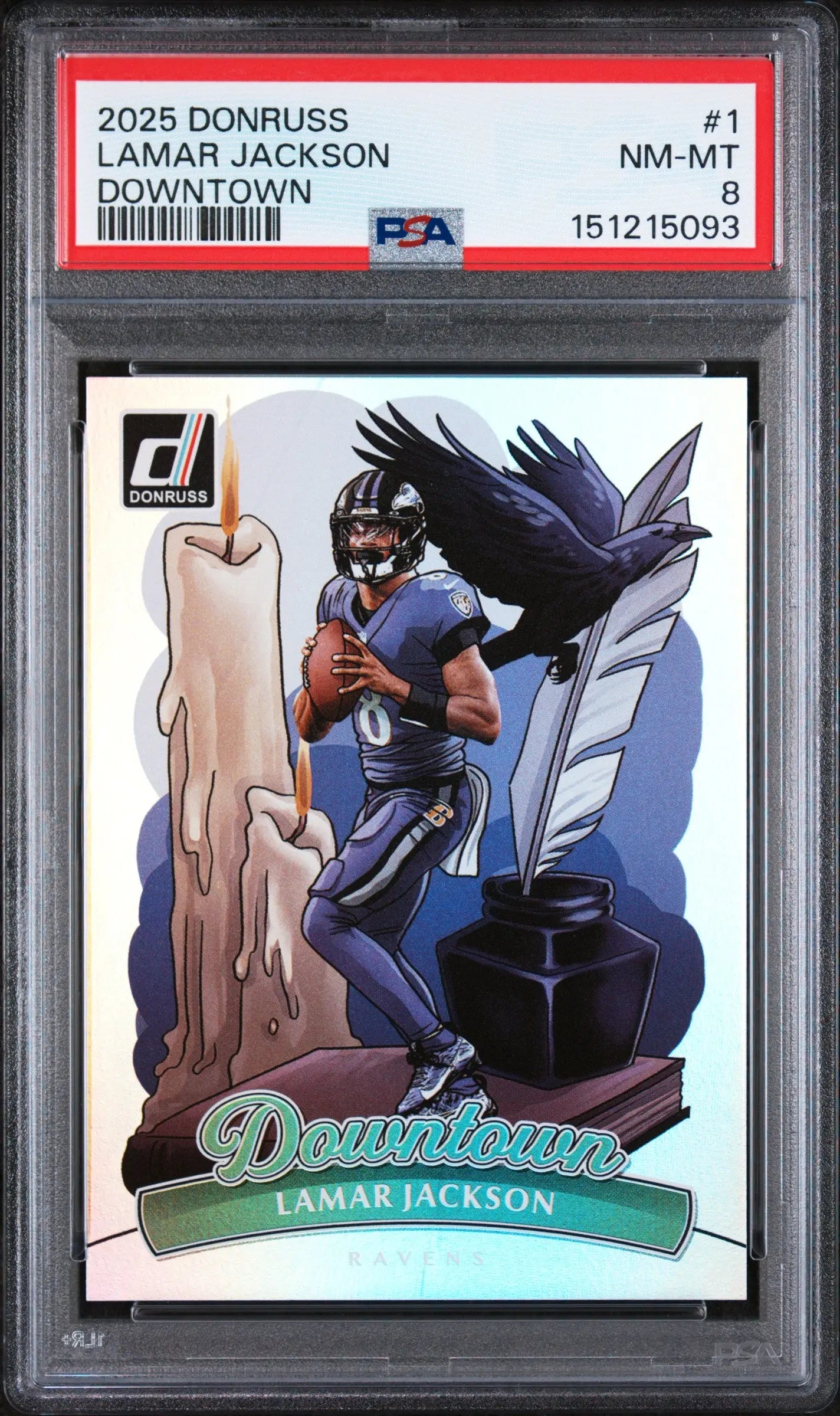 2025 Panini Donruss Downtown Lamar Jackson PSA 8 