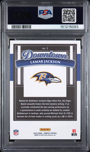 2025 Panini Donruss Downtown Lamar Jackson PSA 8 
