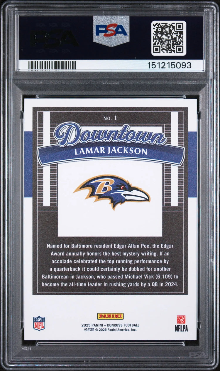 2025 Panini Donruss Downtown Lamar Jackson PSA 8 