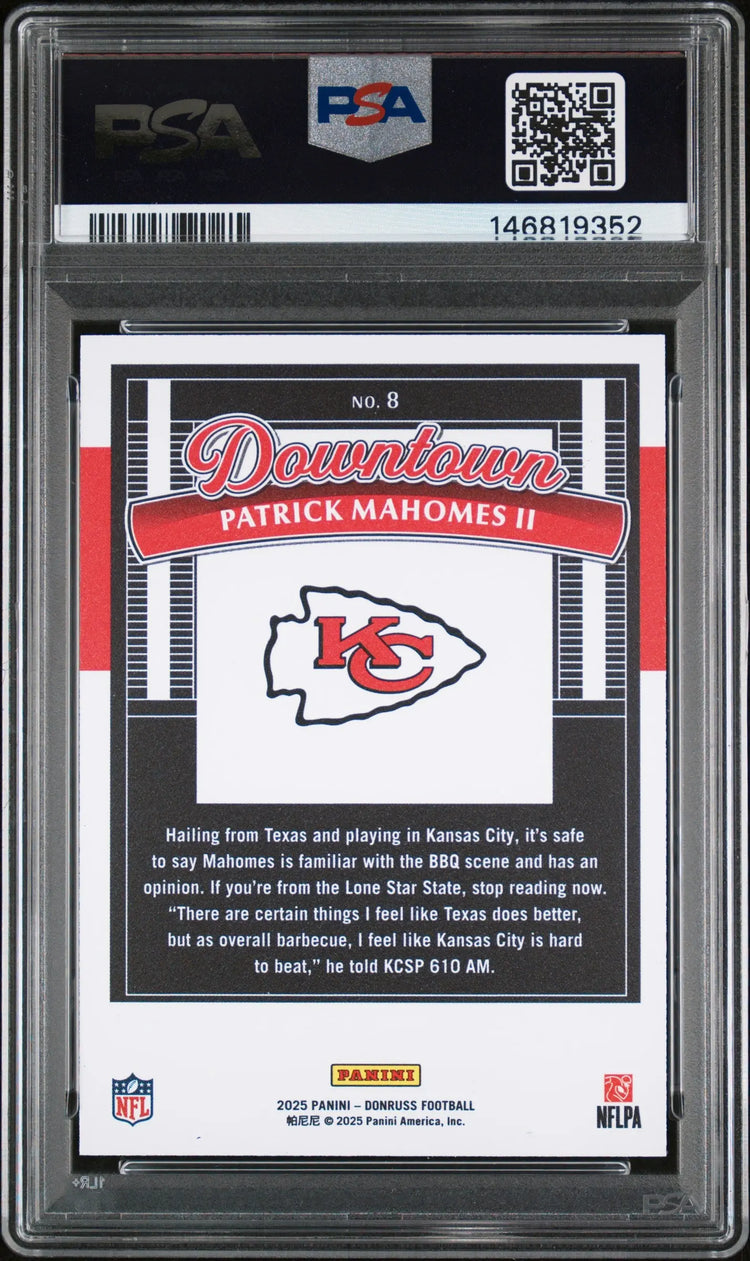 2025 Panini Donruss Downtown Patrick Mahomes II  PSA 10 