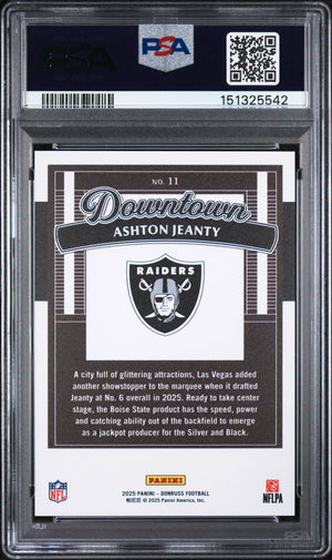 2025 Panini Donruss Downtown Rookie Ashton Jeanty #11 PSA 10 