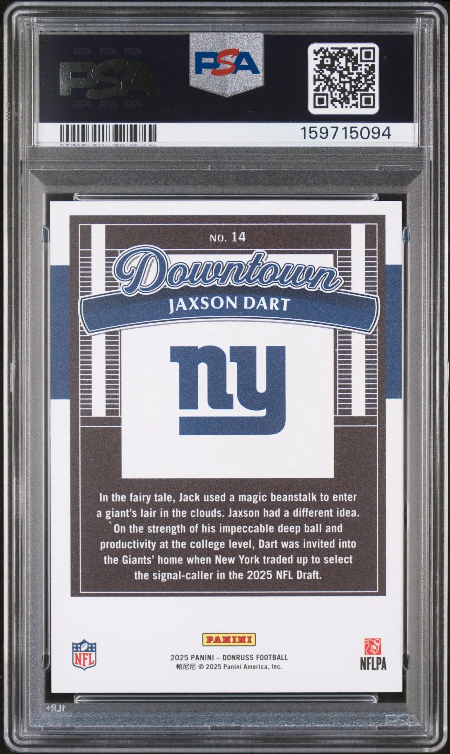 2025 Panini Donruss Downtown Rookie Jaxson Dart RC PSA 10 