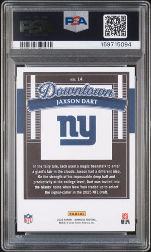 2025 Panini Donruss Downtown Rookie Jaxson Dart RC PSA 10 