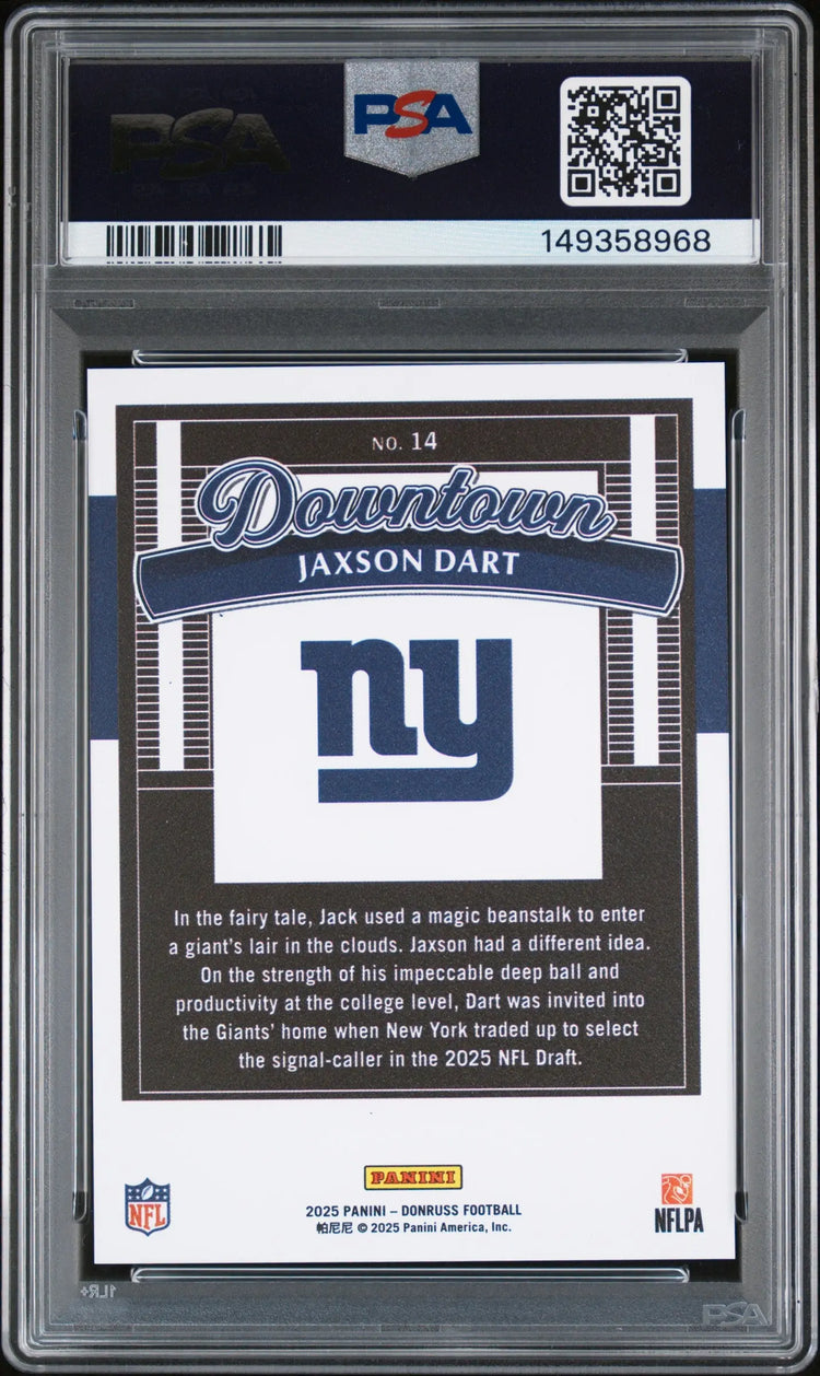 2025 Panini Donruss Downtown Rookie Jaxson Dart RC PSA 9 