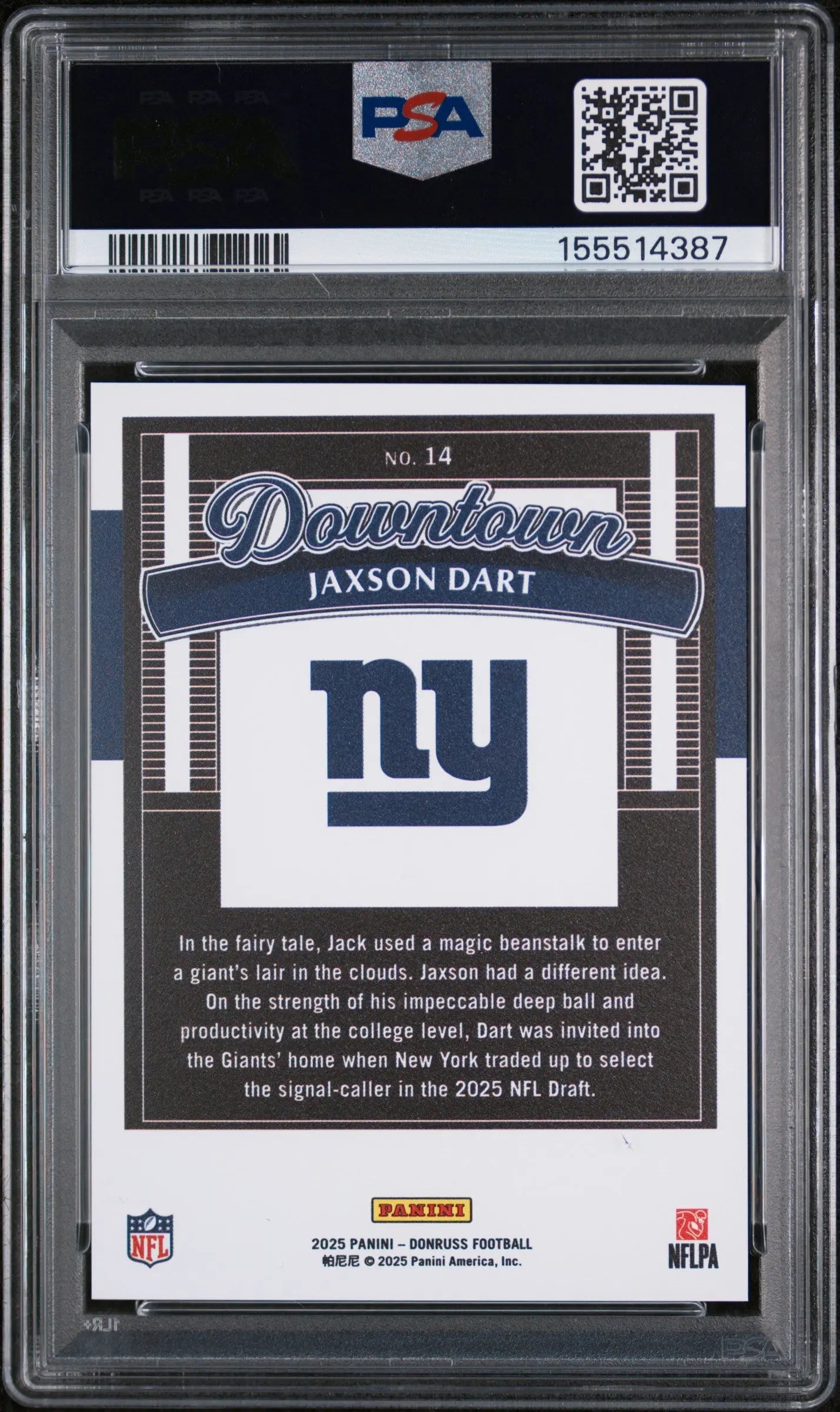 2025 Panini Donruss Downtown Rookie Jaxson Dart RC PSA 9 