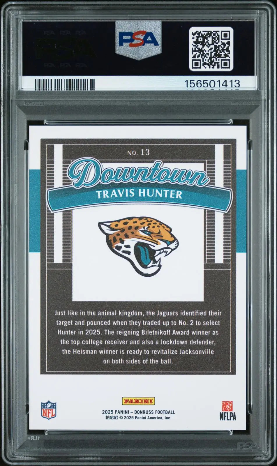 2025 Panini Donruss Downtown Rookie Travis Hunter RC PSA 10 