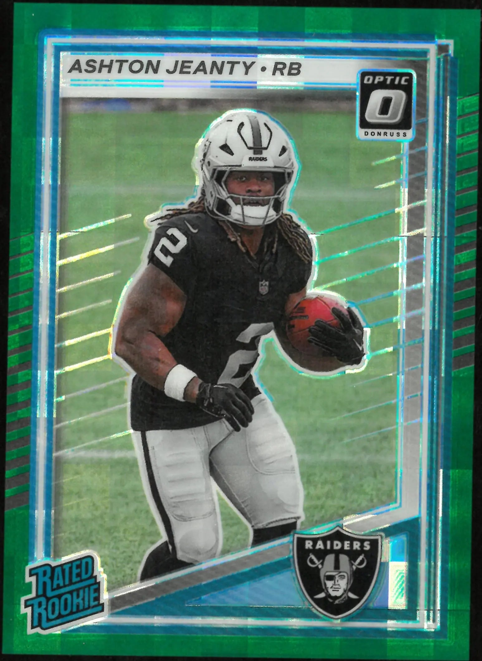 2025 Panini Donruss Football Ashton Jeanty Rated Rookie RC Green Refractor /25 