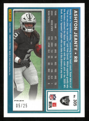 2025 Panini Donruss Football Ashton Jeanty Rated Rookie RC Green Refractor /25 