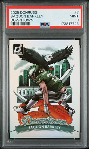 2025 Panini Donruss Football Downtown Saquon Barkley PSA 9 