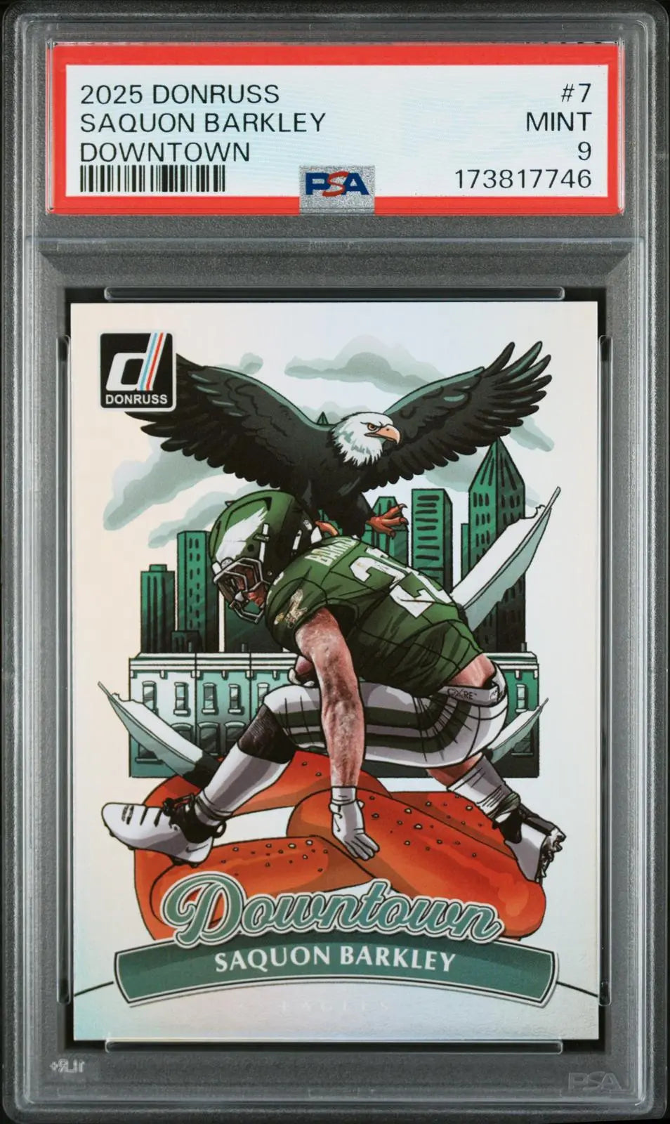 2025 Panini Donruss Football Downtown Saquon Barkley PSA 9 