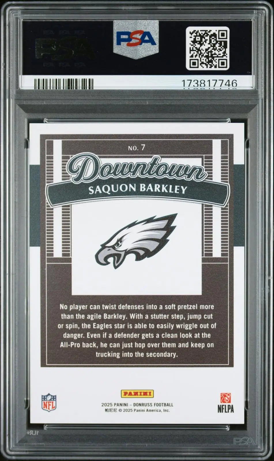 2025 Panini Donruss Football Downtown Saquon Barkley PSA 9 