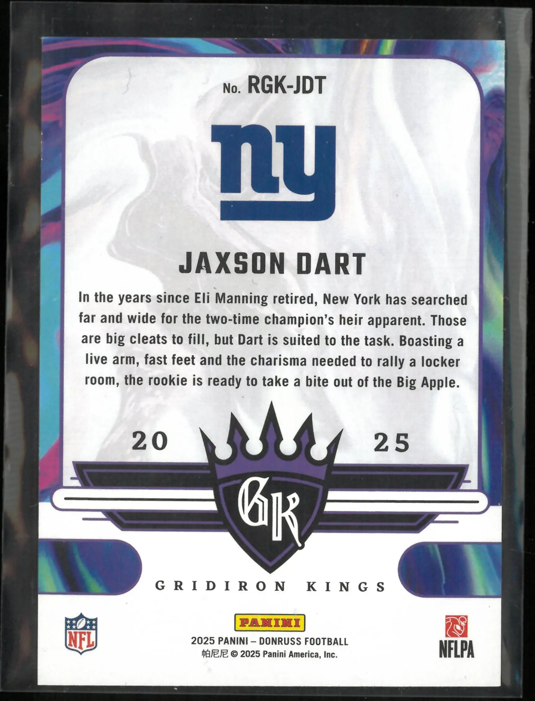2025 Panini Donruss Gridiron Kings Jaxson Dart Rookie RC /100 