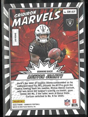 2025 Panini Donruss Gridiron Marvels Rookie Ashton Jeanty RC 