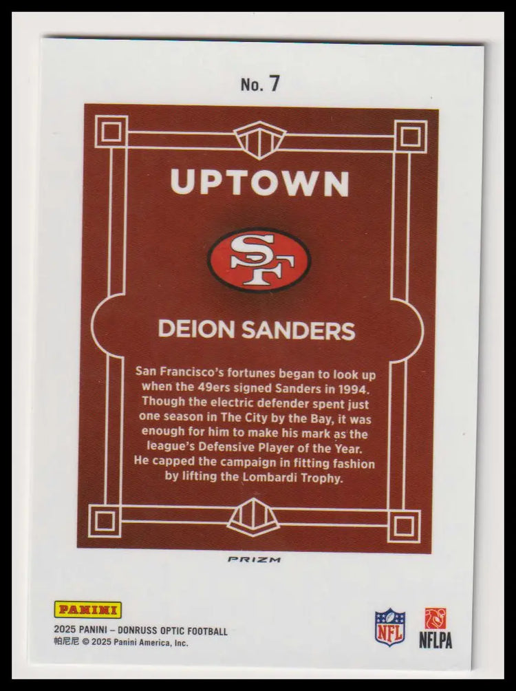 2025 Panini Donruss Optic Deion Sanders Uptown 