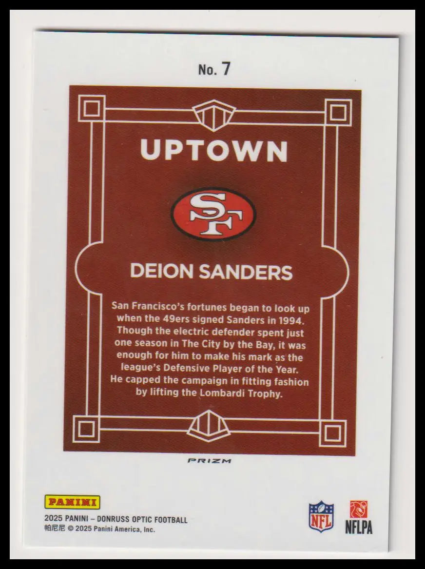 2025 Panini Donruss Optic Deion Sanders Uptown 