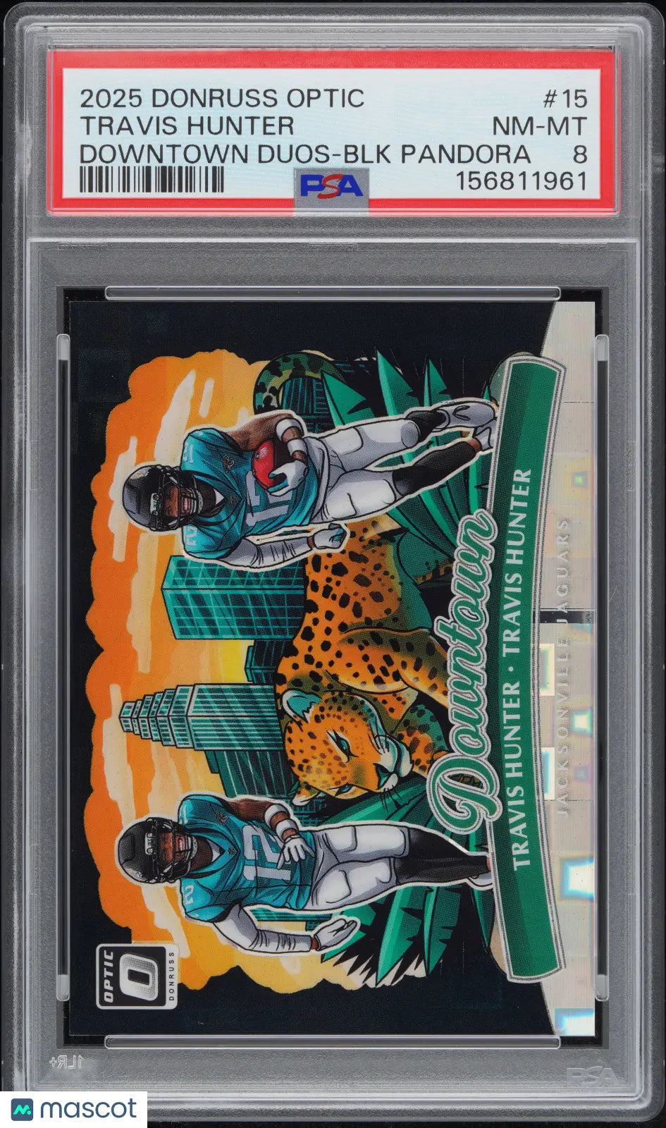 2025 Panini Donruss Optic Downtown Duos Travis Hunter RC Black Pandora PSA 8 /25 