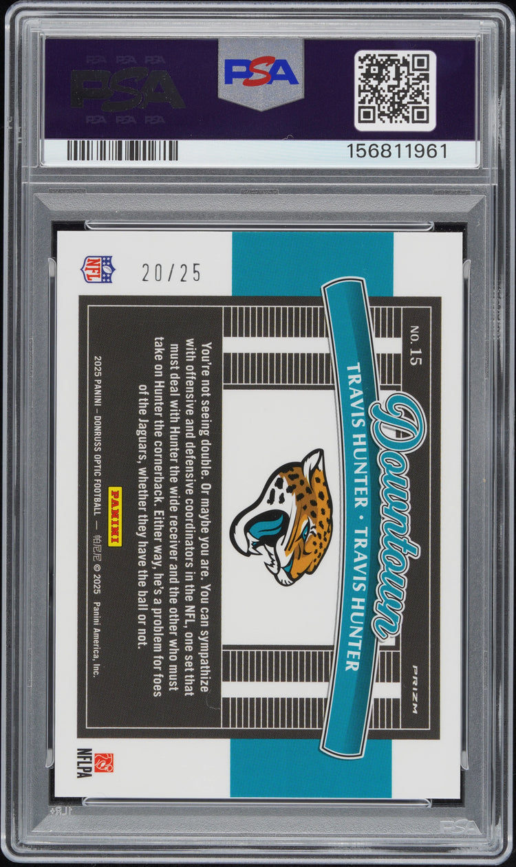 2025 Panini Donruss Optic Downtown Duos Travis Hunter RC Black Pandora PSA 8 /25 
