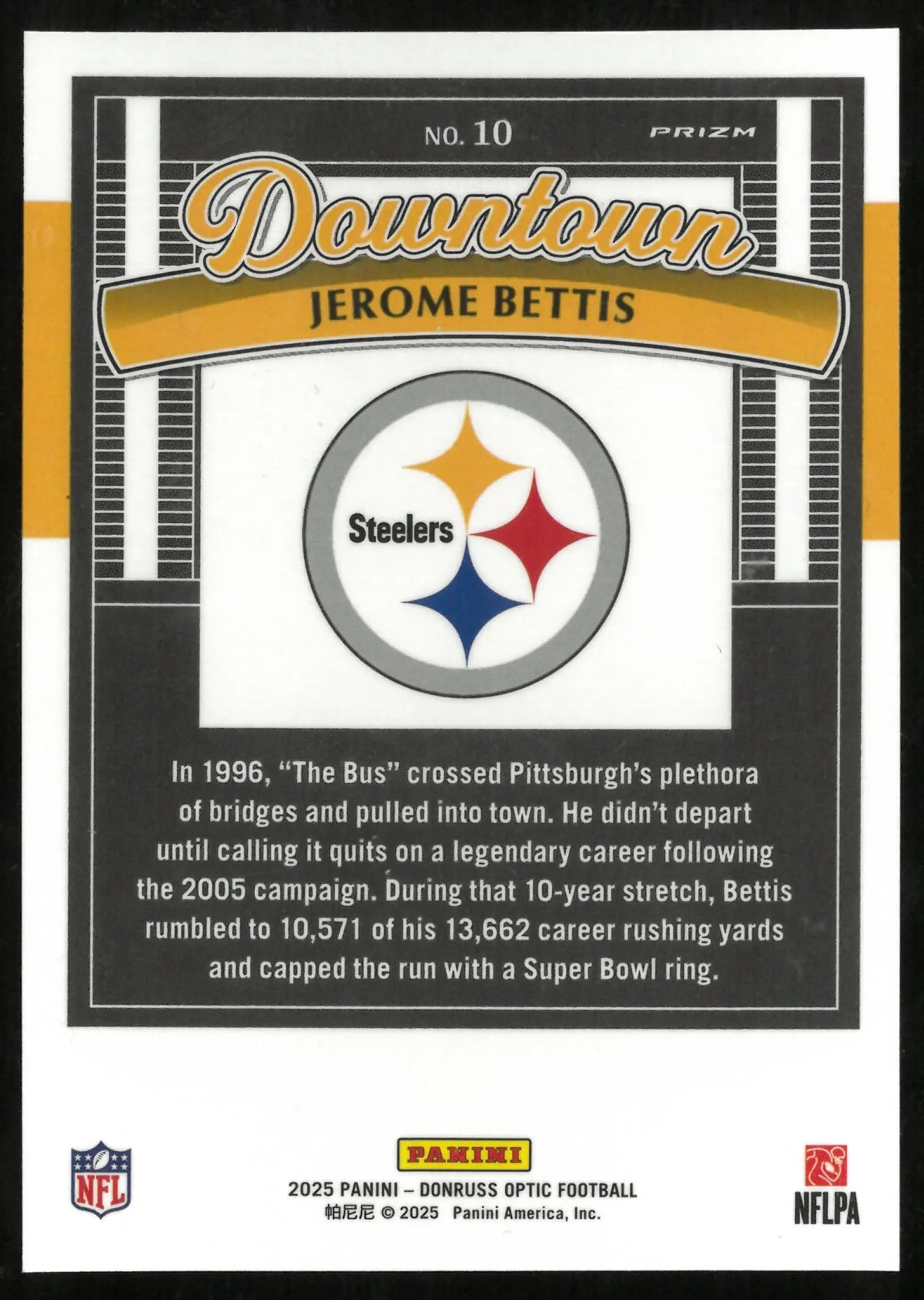 2025 Panini Donruss Optic Football Jerome Bettis Downtown! 