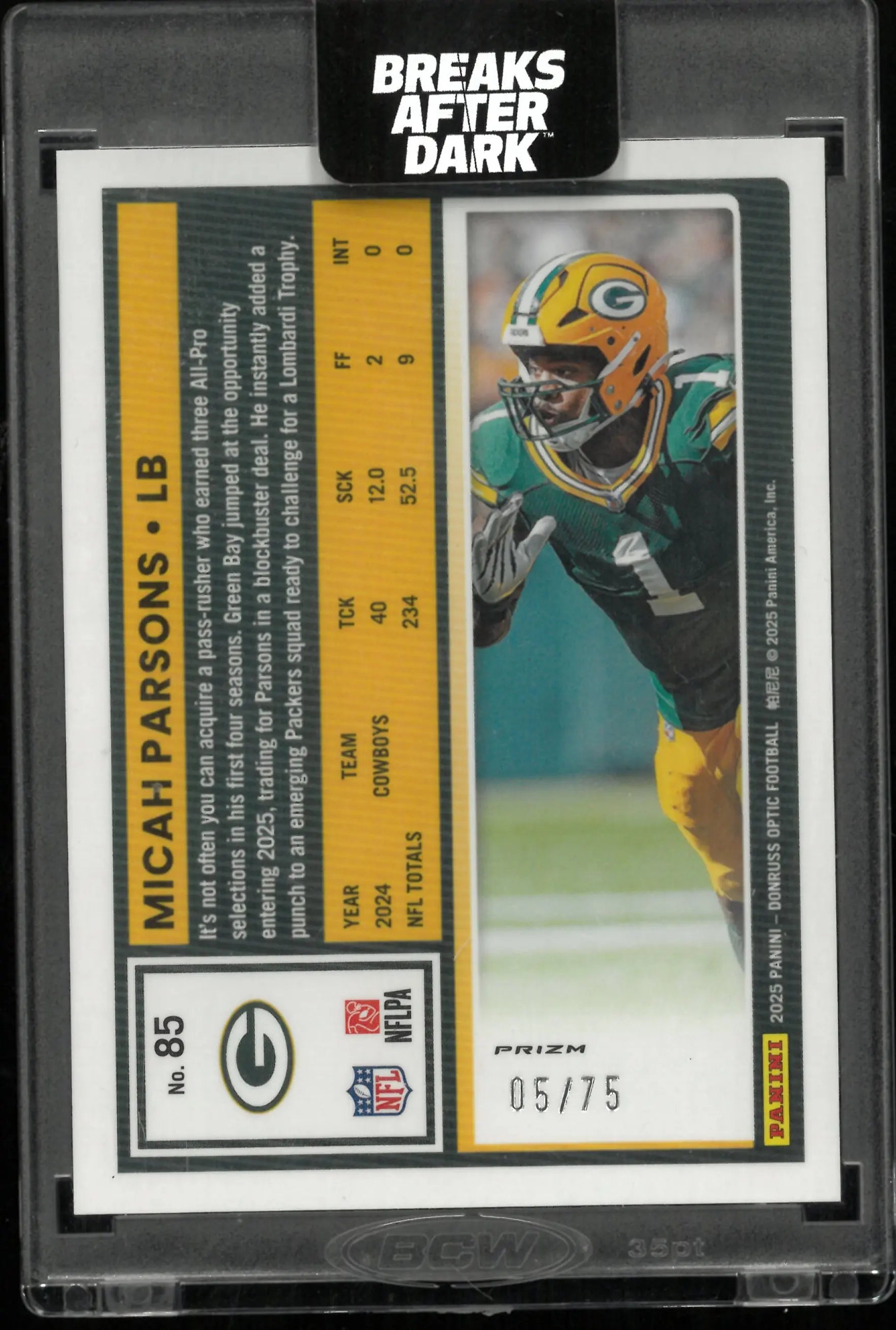 2025 Panini Donruss Optic Football Micah Parsons Electricity 