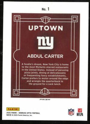 2025 Panini Donruss Optic Football Uptown Rookie Abdul Carter RC 