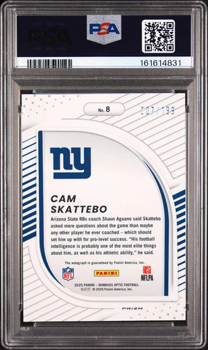 2025 Panini Donruss Optic Hidden Potential Rookie Auto Cam Skattebo /199 PSA 10 