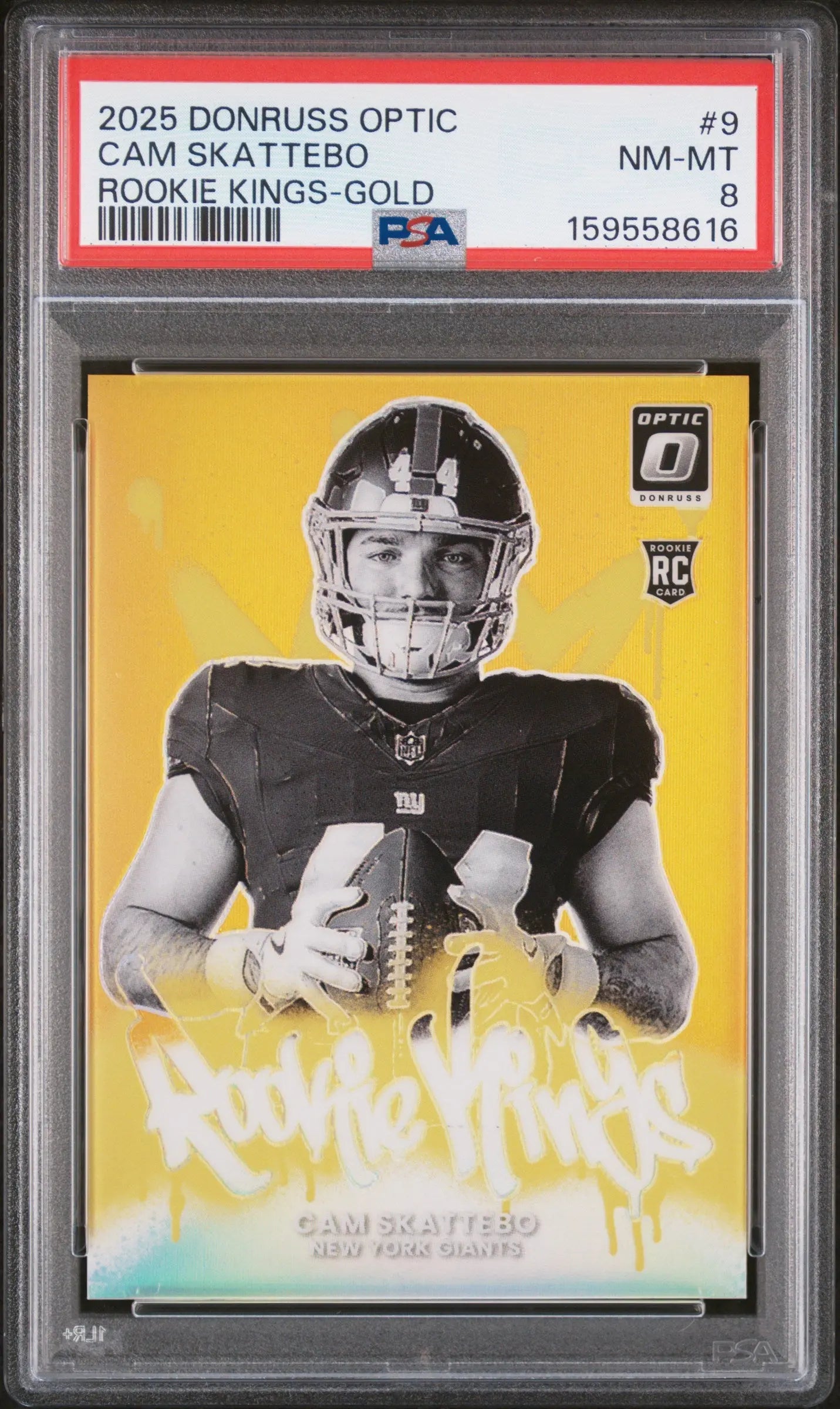2025 Panini Donruss Optic Rookie Kings  Cam Skattebo Gold /10 RC PSA 8 