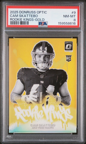 2025 Panini Donruss Optic Rookie Kings  Cam Skattebo Gold /10 RC PSA 8 