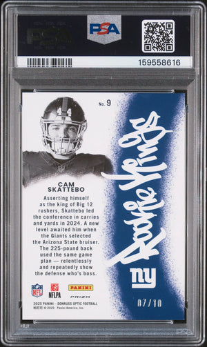 2025 Panini Donruss Optic Rookie Kings  Cam Skattebo Gold /10 RC PSA 8 