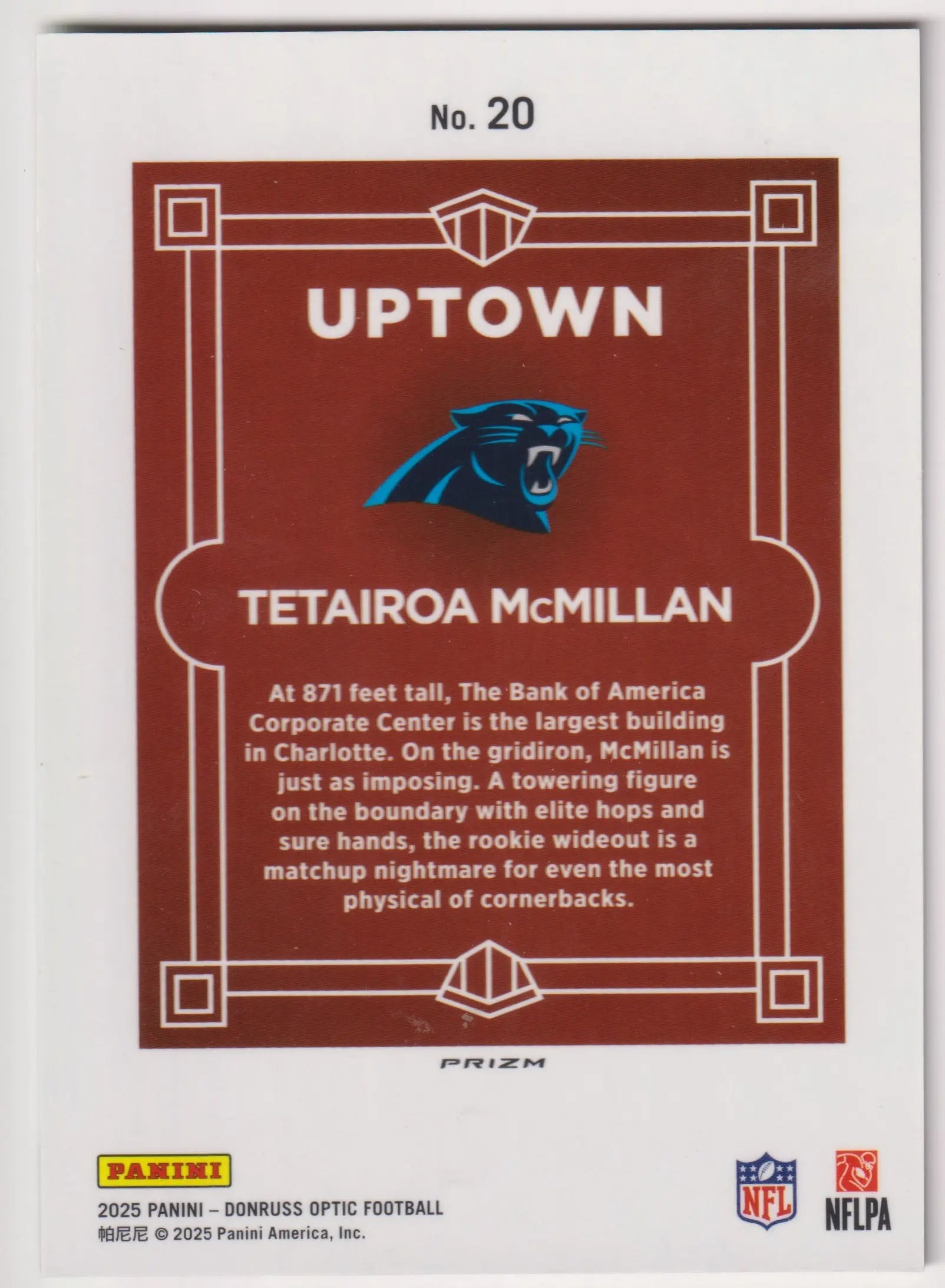 2025 Panini Donruss Optic Rookie Uptown Tetairoa McMillan RC 