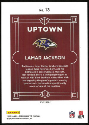 2025 Panini Donruss Optic Uptown Lamar Jackson 
