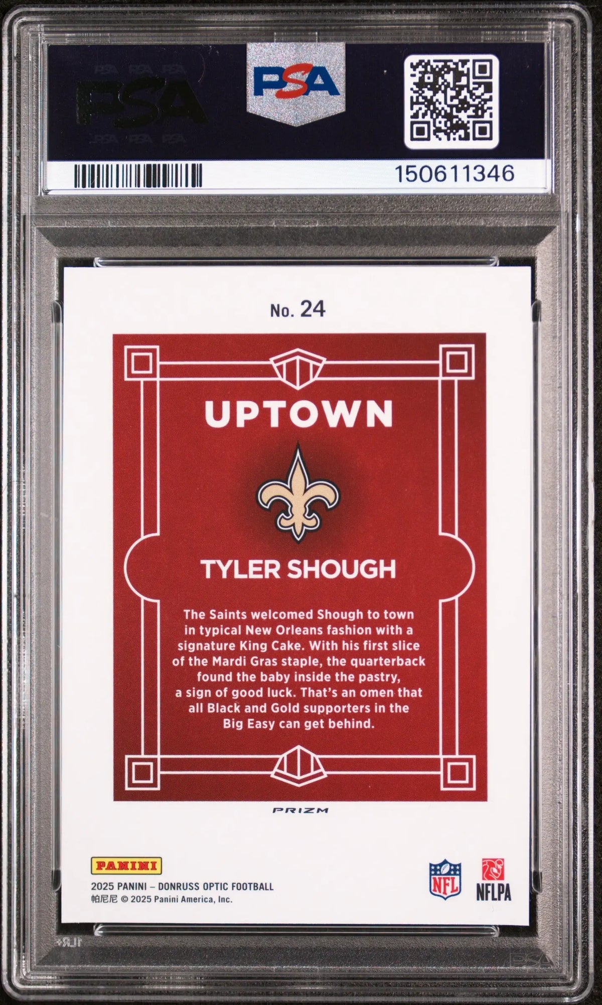 2025 Panini Donruss Optic Uptown Rookie Tyler Shough RC PSA 9 