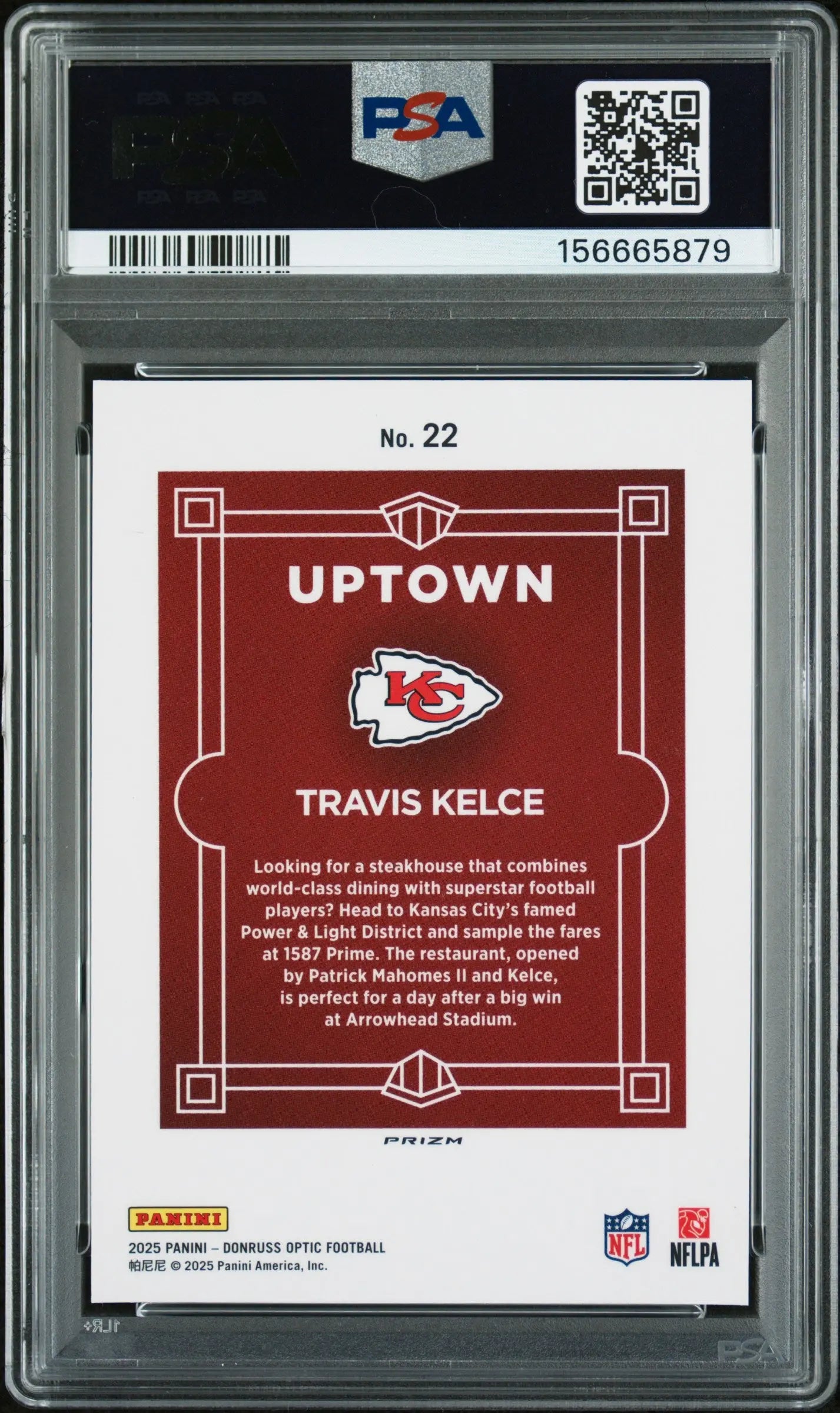 2025 Panini Donruss Optic Uptown Travis Kelce PSA 8 