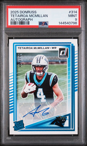 2025 Panini Donruss Rated Rookie Auto Tetairoa Mcmillan 4/199 /199 PSA 9 