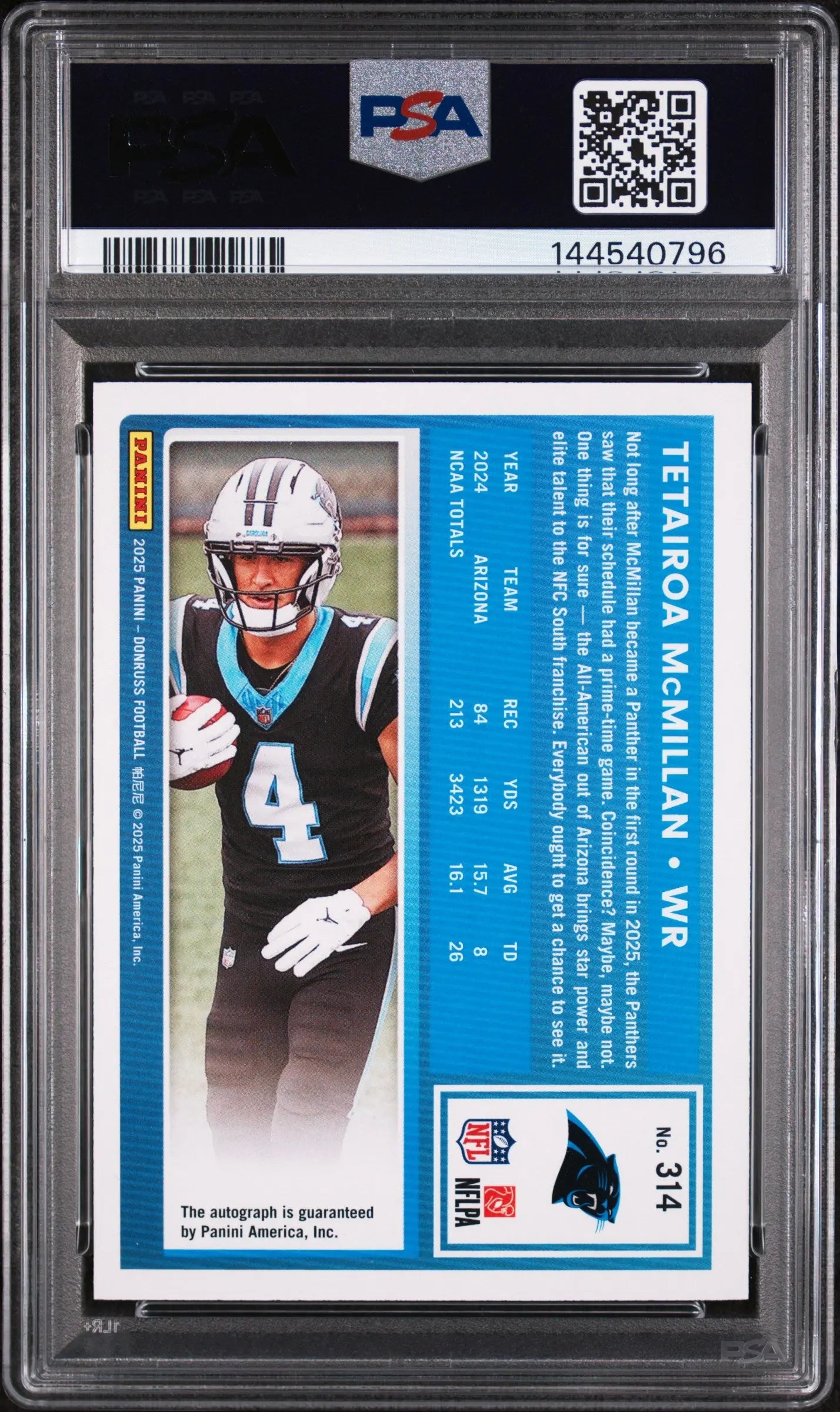 2025 Panini Donruss Rated Rookie Auto Tetairoa Mcmillan 4/199 /199 PSA 9 