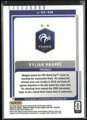 2025 Panini Donruss Road to FIFA World Cup Kylian Mbappe Autograph Auto 