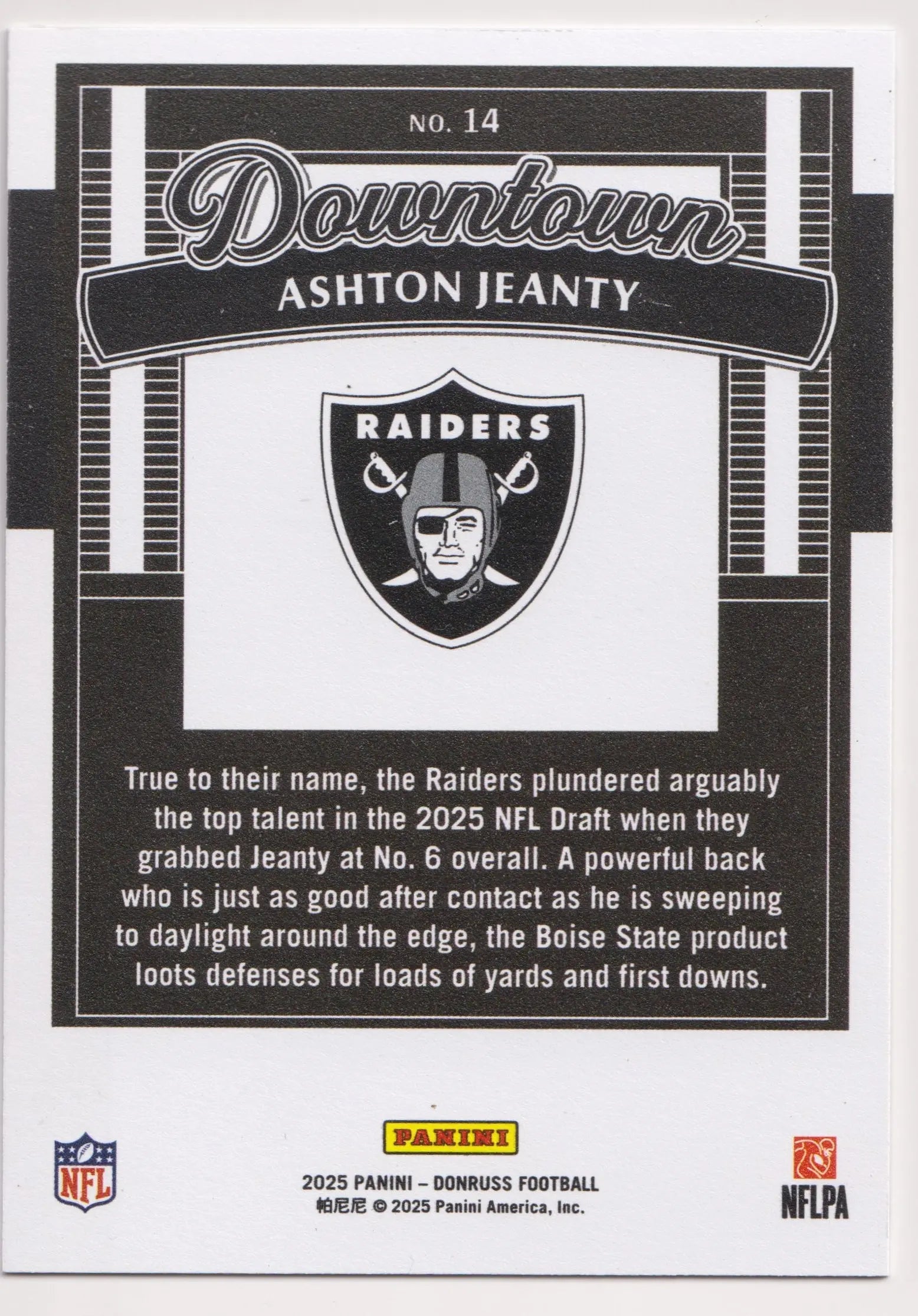 2025 Panini Donruss Rookie Downtown Ashton Jeanty RC 
