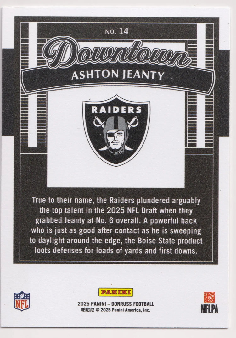 2025 Panini Donruss Rookie Downtown Ashton Jeanty RC 