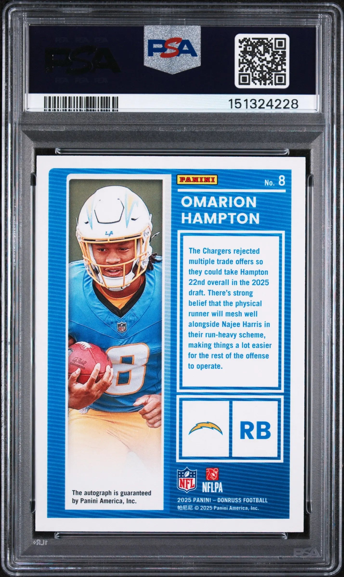 2025 Panini Donruss The Rookies Autograph Omarion Hampton Auto /790 RC PSA 10 