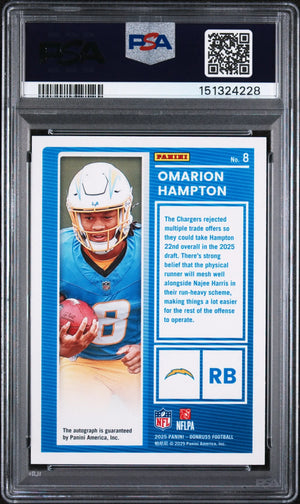 2025 Panini Donruss The Rookies Autograph Omarion Hampton Auto /790 RC PSA 10 