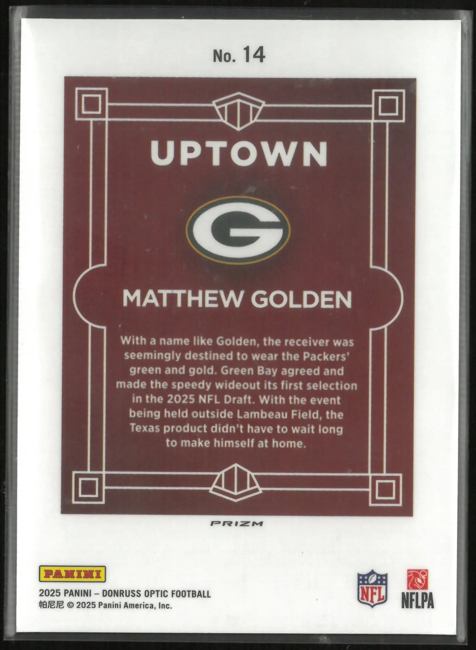 2025 Panini Donruss Uptown Rookie Matthew Golden RC 
