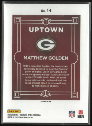 2025 Panini Donruss Uptown Rookie Matthew Golden RC 