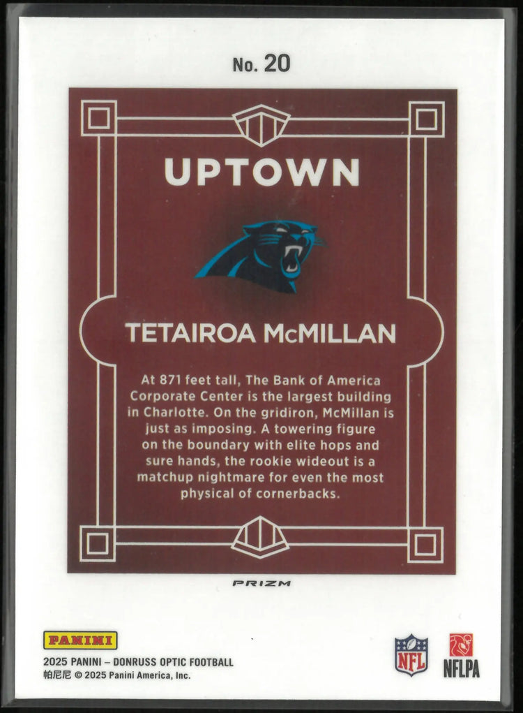 2025 Panini Donruss Uptown Rookie Tetairoa McMillan RC 